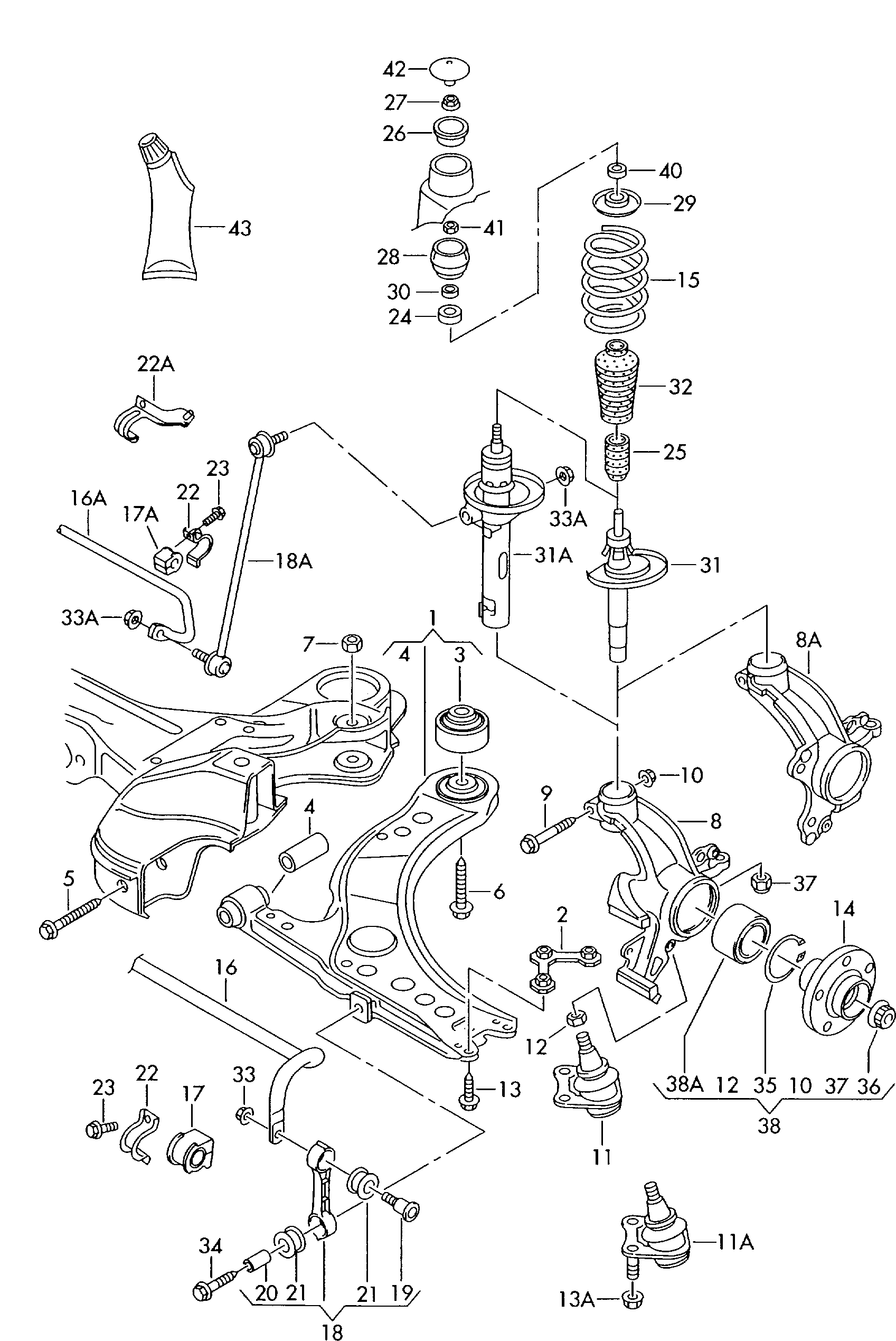 VAG 1J0411315C - Brat / bieleta suspensie, stabilizator allinparts.ro