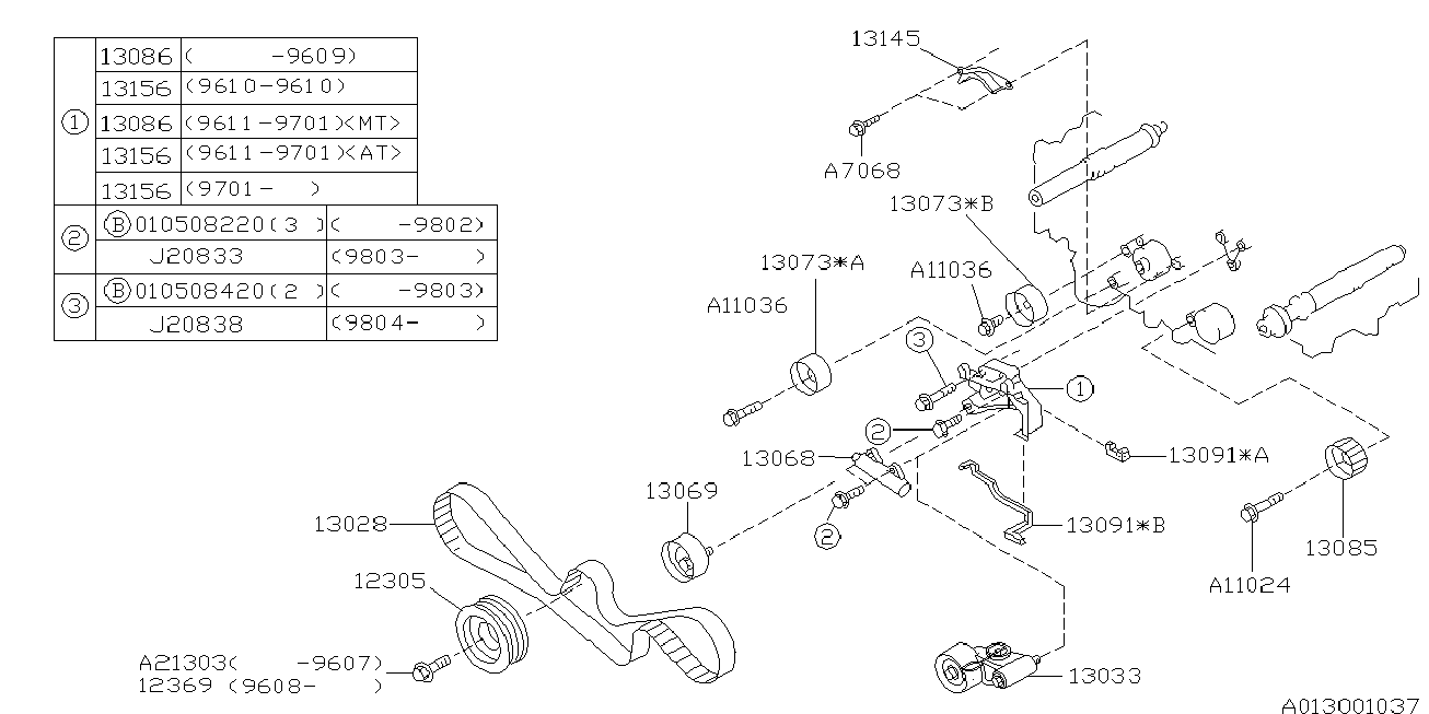 Subaru 13069-AA037 - Rola intinzator,curea distributie allinparts.ro