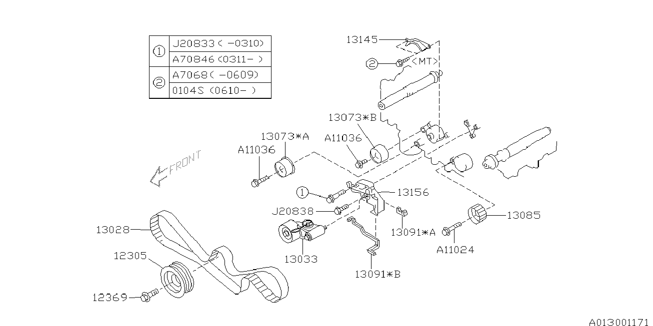 Subaru 13033-AA040 - Rola intinzator,curea distributie allinparts.ro