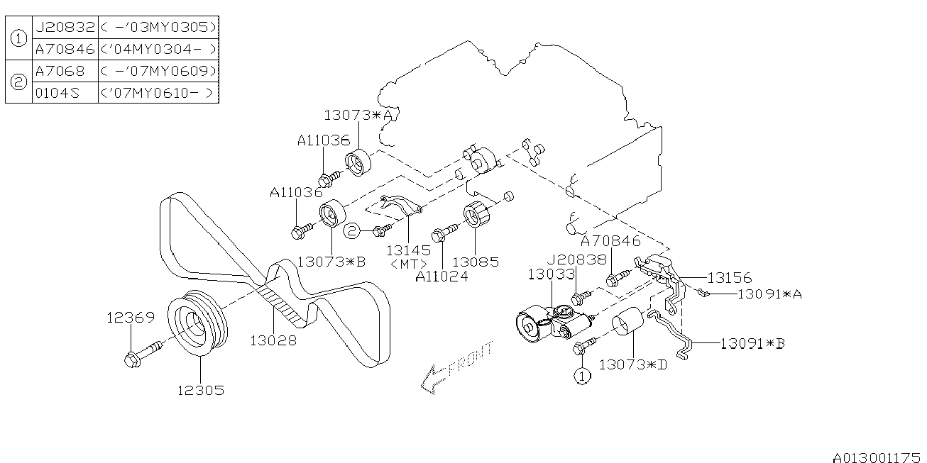 Subaru 13073-AA220 - Rola ghidare / conducere, curea distributie allinparts.ro