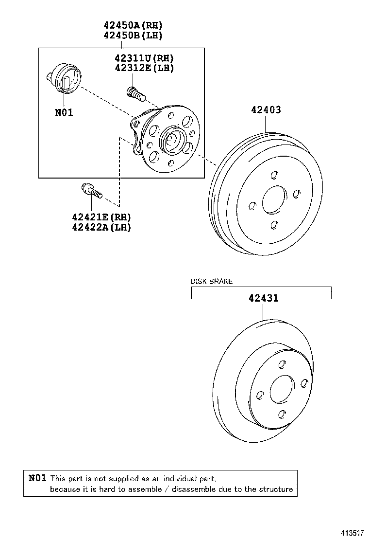 TOYOTA 42450-0D050 - Set rulment roata allinparts.ro