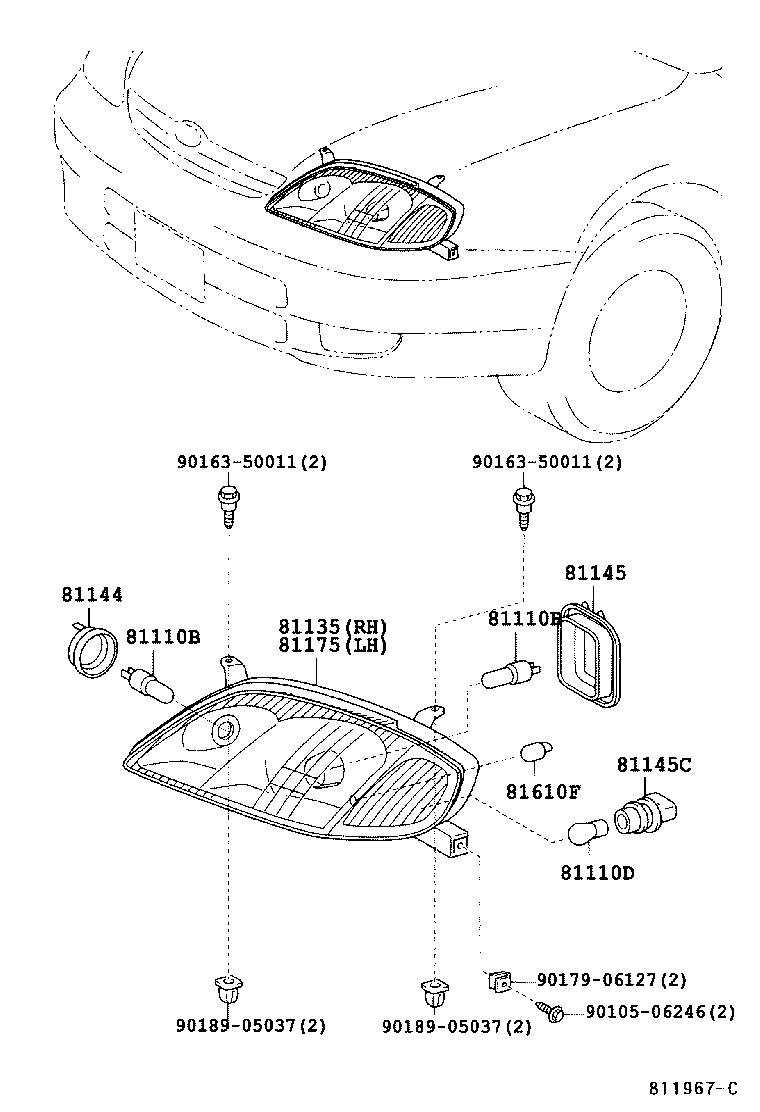 TOYOTA 9098113079 - Bec incandescent allinparts.ro