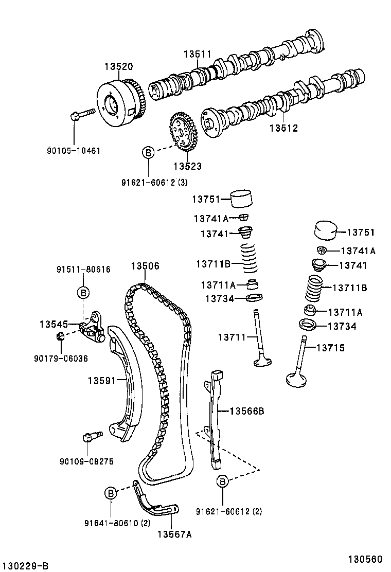 TOYOTA 13545-23010 - Chit lant de distributie allinparts.ro