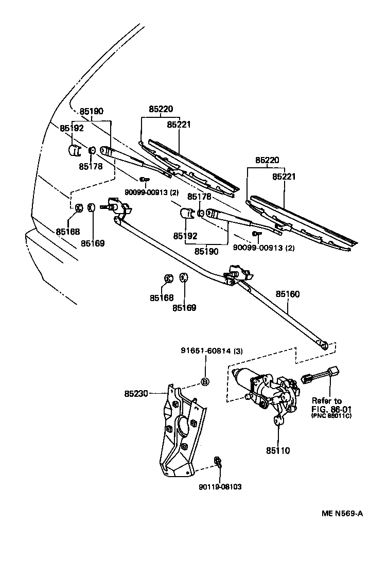 TOYOTA 852203A140 - Lamela stergator allinparts.ro