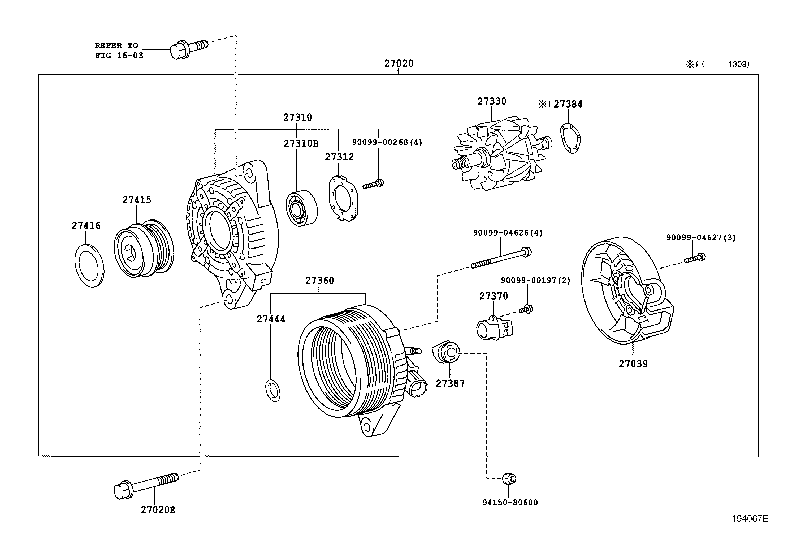 LEXUS 27060-37150 - Fulie, alternator allinparts.ro