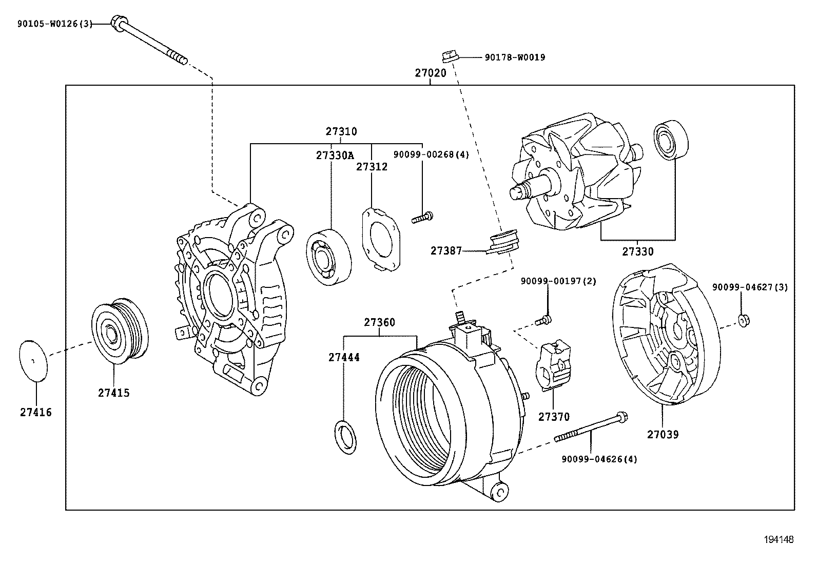 TOYOTA 270600R080 - Generator / Alternator allinparts.ro