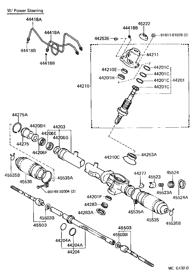 TOYOTA 45535-20050 - Ansamblu burduf, directie allinparts.ro