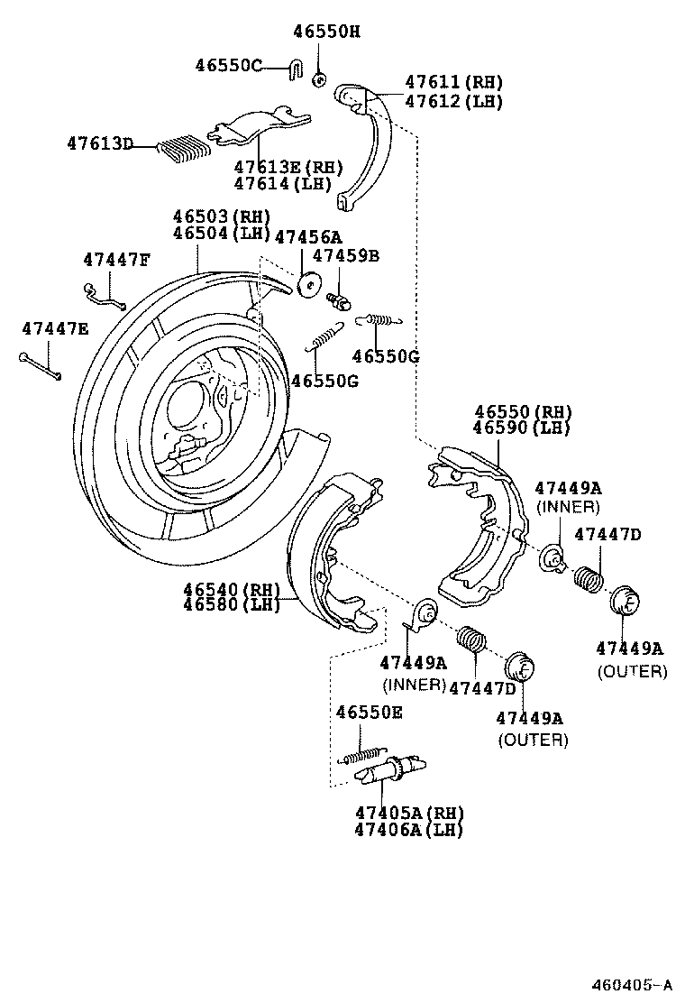 TOYOTA 4659033020 - Set saboti frana, frana de mana allinparts.ro