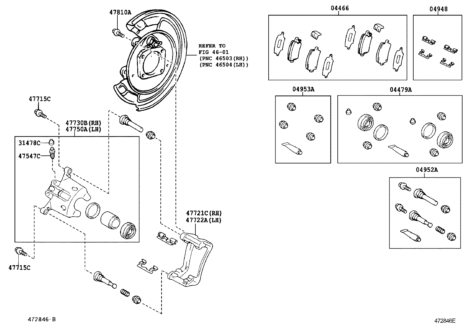 TOYOTA 04956-09020 - Set bucsi de ghidaj, etrier frana allinparts.ro