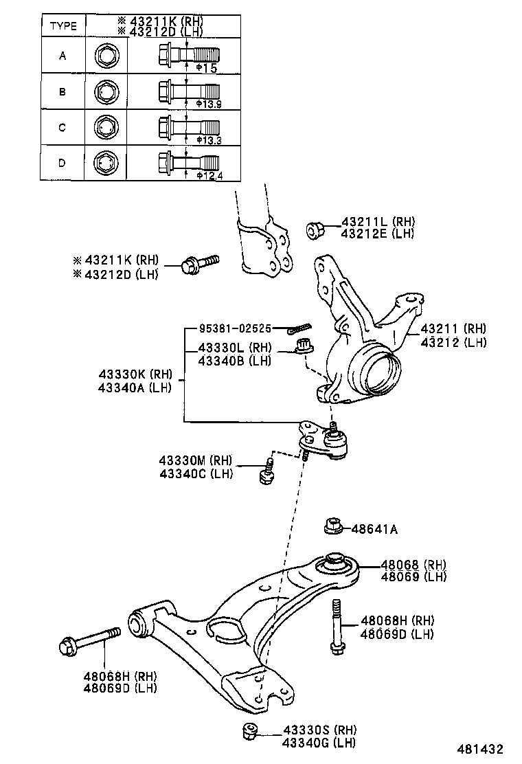 TOYOTA 48069-12260* - Brat, suspensie roata allinparts.ro