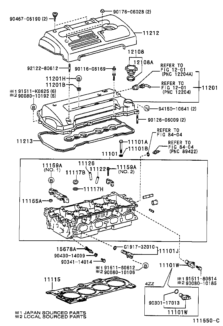 TOYOTA 11213-22050 - Garnitura, capac supape allinparts.ro