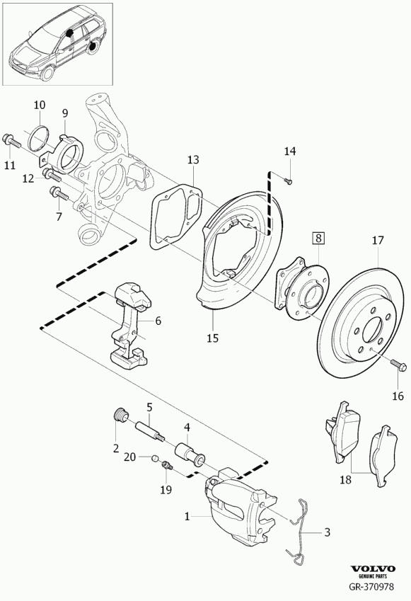Volvo 8602902 - Set bucsi de ghidaj, etrier frana allinparts.ro