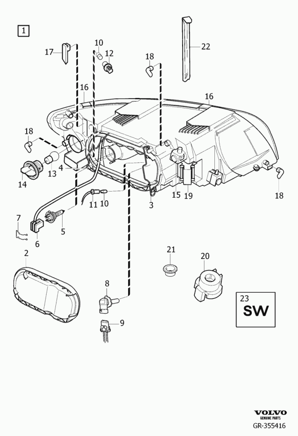 Volvo 989826 - Bec, proiector ceata allinparts.ro