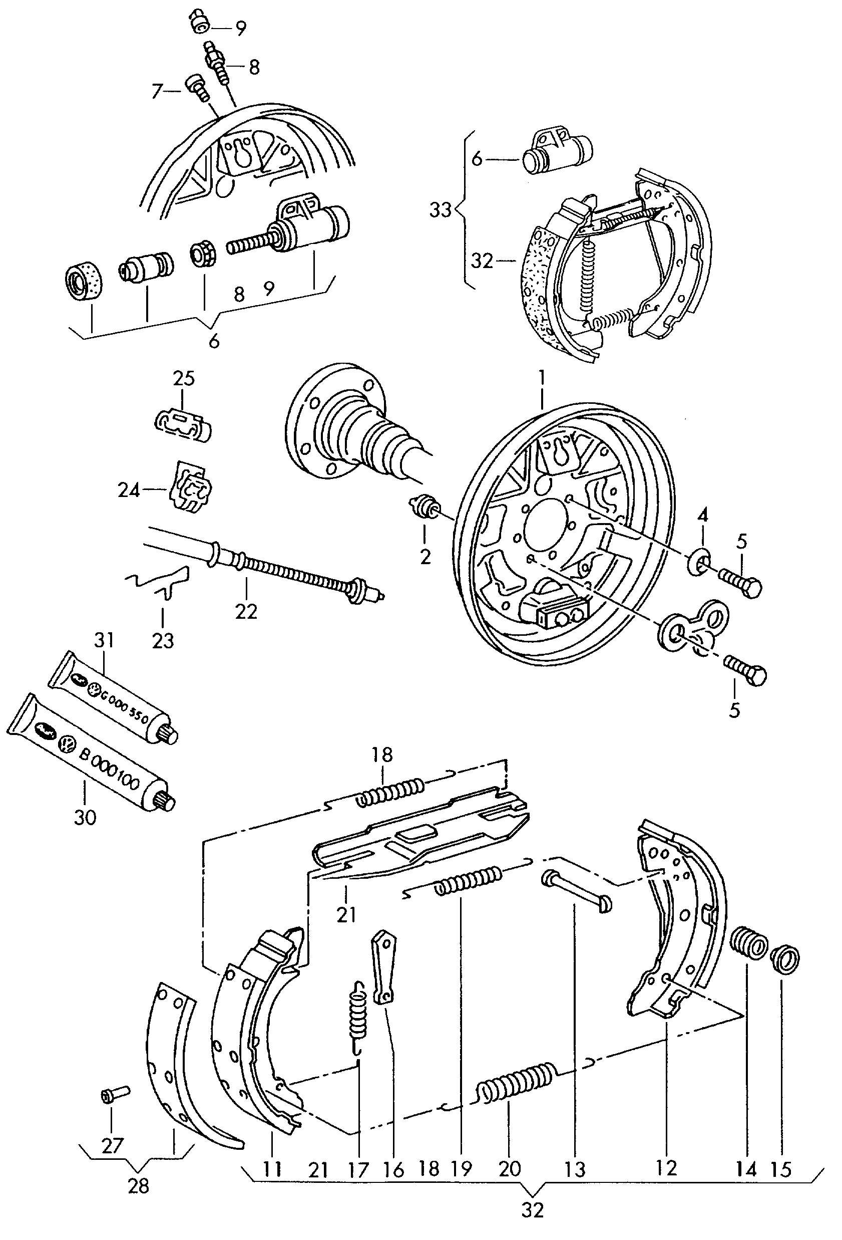VAG 1H0 698 511 AX - Set saboti frana allinparts.ro