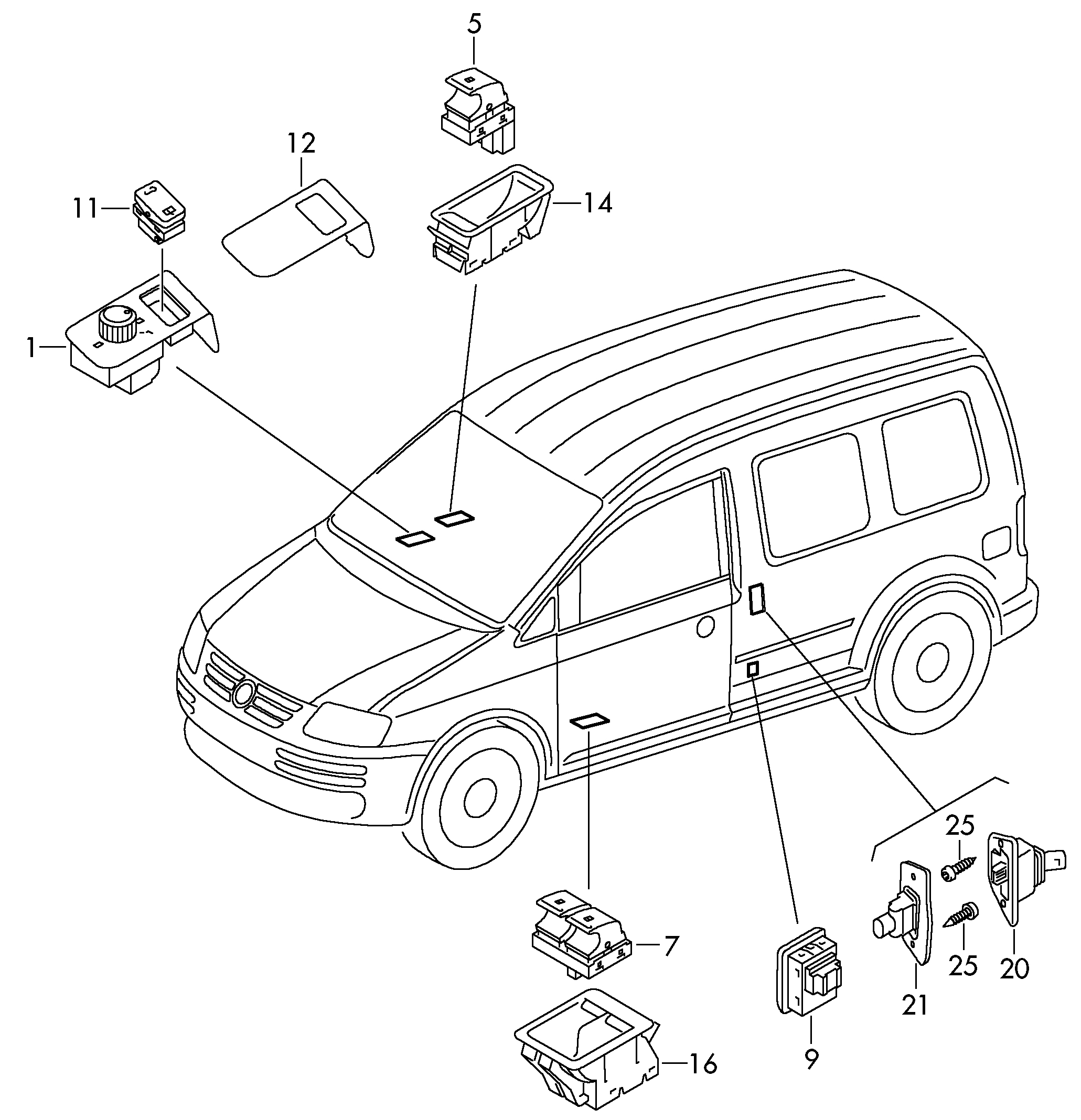 VAG 1K3959857C - Comutator,macara geam allinparts.ro